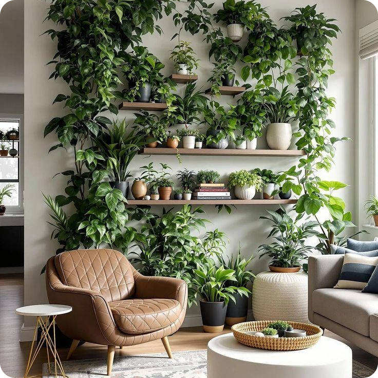 Décoration intérieure avec plantes et cache-pots design
