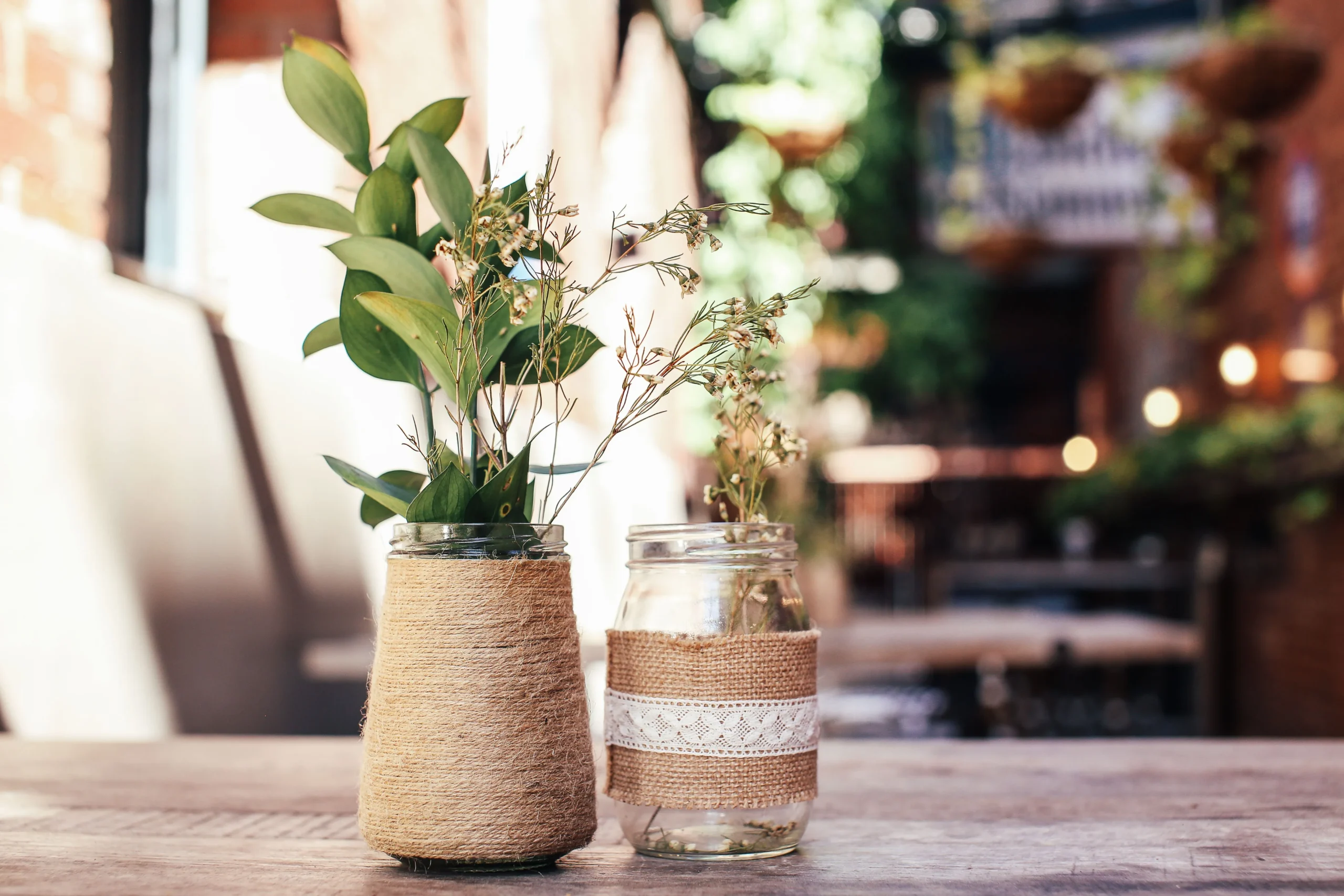 Wicker planter for indoor plants
